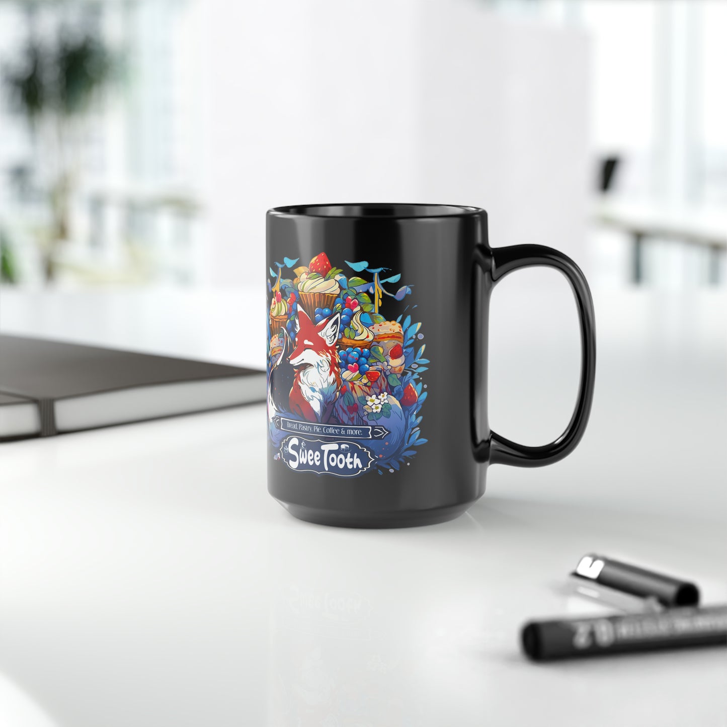 Sweet Tooth Black Mug, 15oz (Kitsune Chronicles)