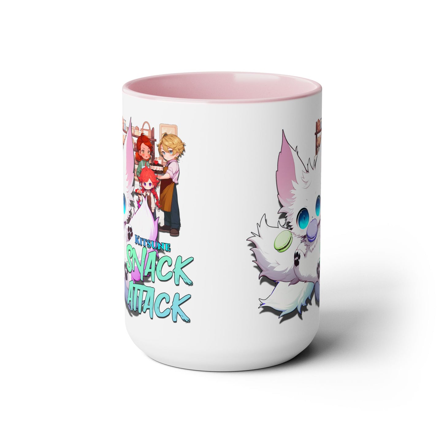 Kitsune Snack Attack Two-Tone Coffee Mugs, 15oz