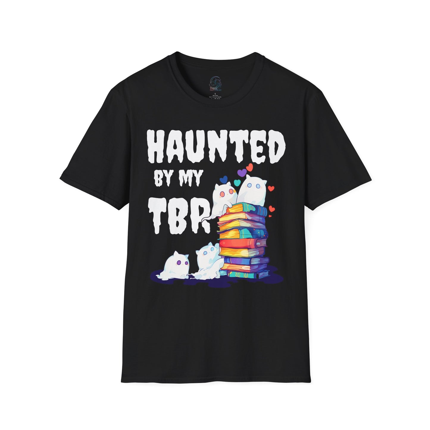 Haunted by my TBR Cat Bookworm (Let me Read! Design) Unisex Softstyle T-Shirt