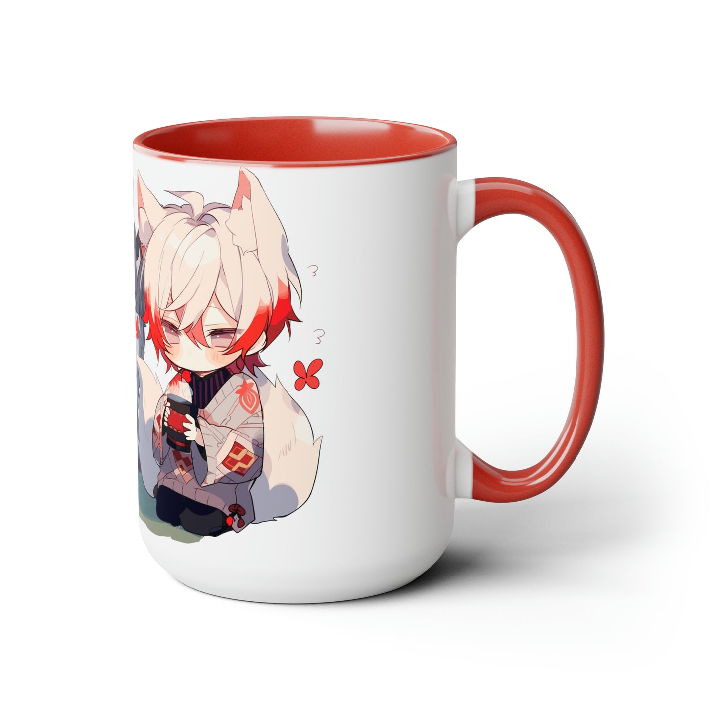 Spring Fling (Kitsune Trio) Two-Tone Coffee Mugs, 15oz