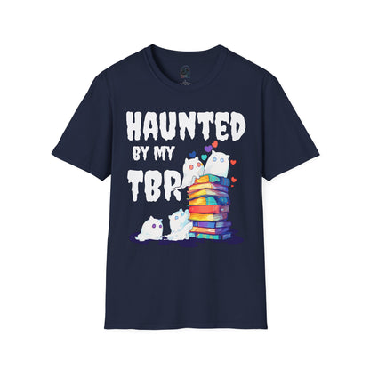 Haunted by my TBR Cat Bookworm (Let me Read! Design) Unisex Softstyle T-Shirt