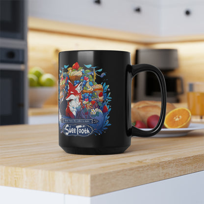 Sweet Tooth Black Mug, 15oz (Kitsune Chronicles)