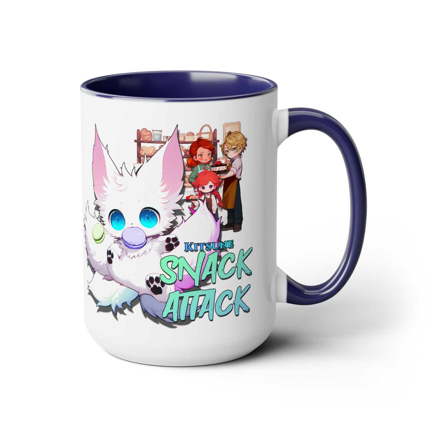 Kitsune Snack Attack Two-Tone Coffee Mugs, 15oz