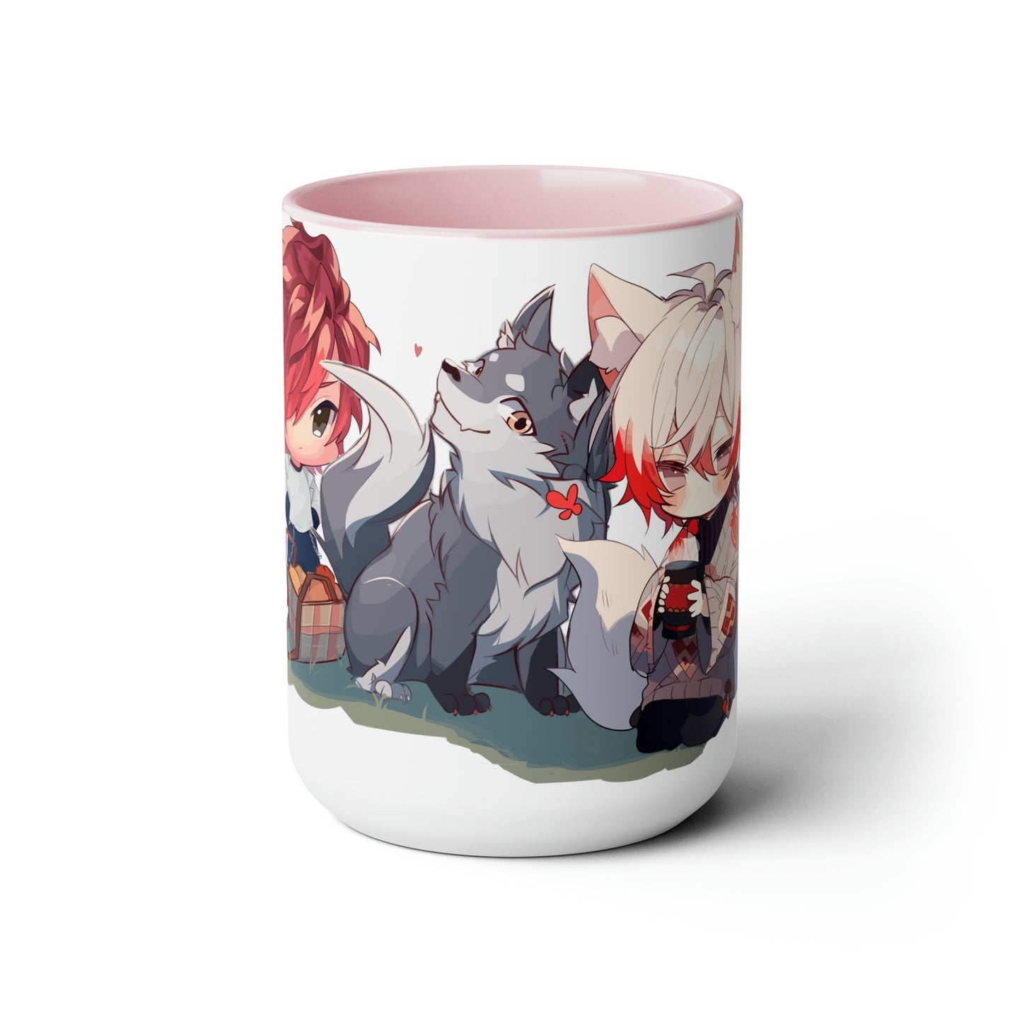 Spring Fling (Kitsune Trio) Two-Tone Coffee Mugs, 15oz