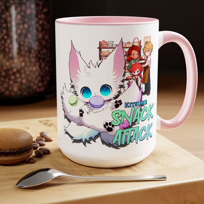 Kitsune Snack Attack Two-Tone Coffee Mugs, 15oz