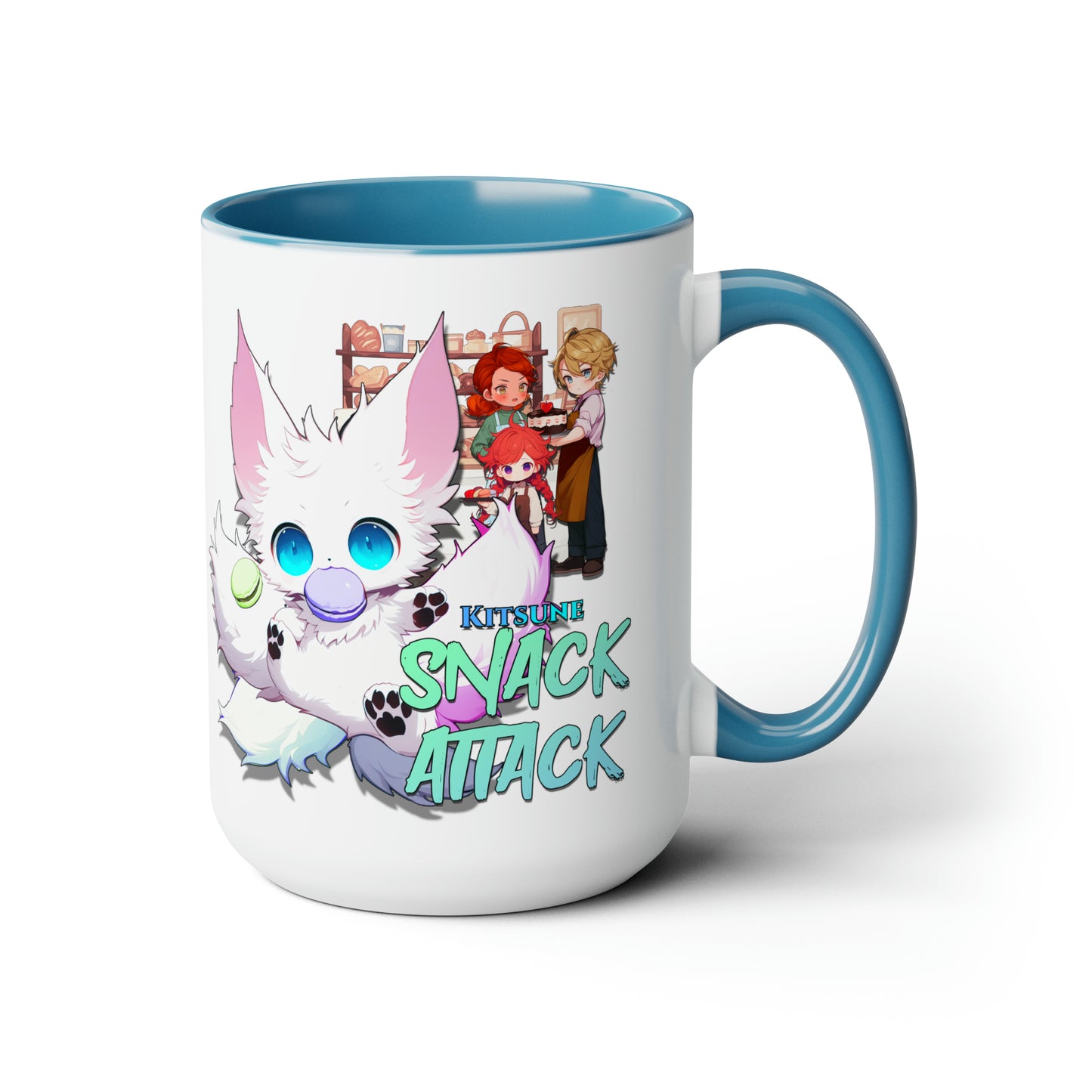 Kitsune Snack Attack Two-Tone Coffee Mugs, 15oz