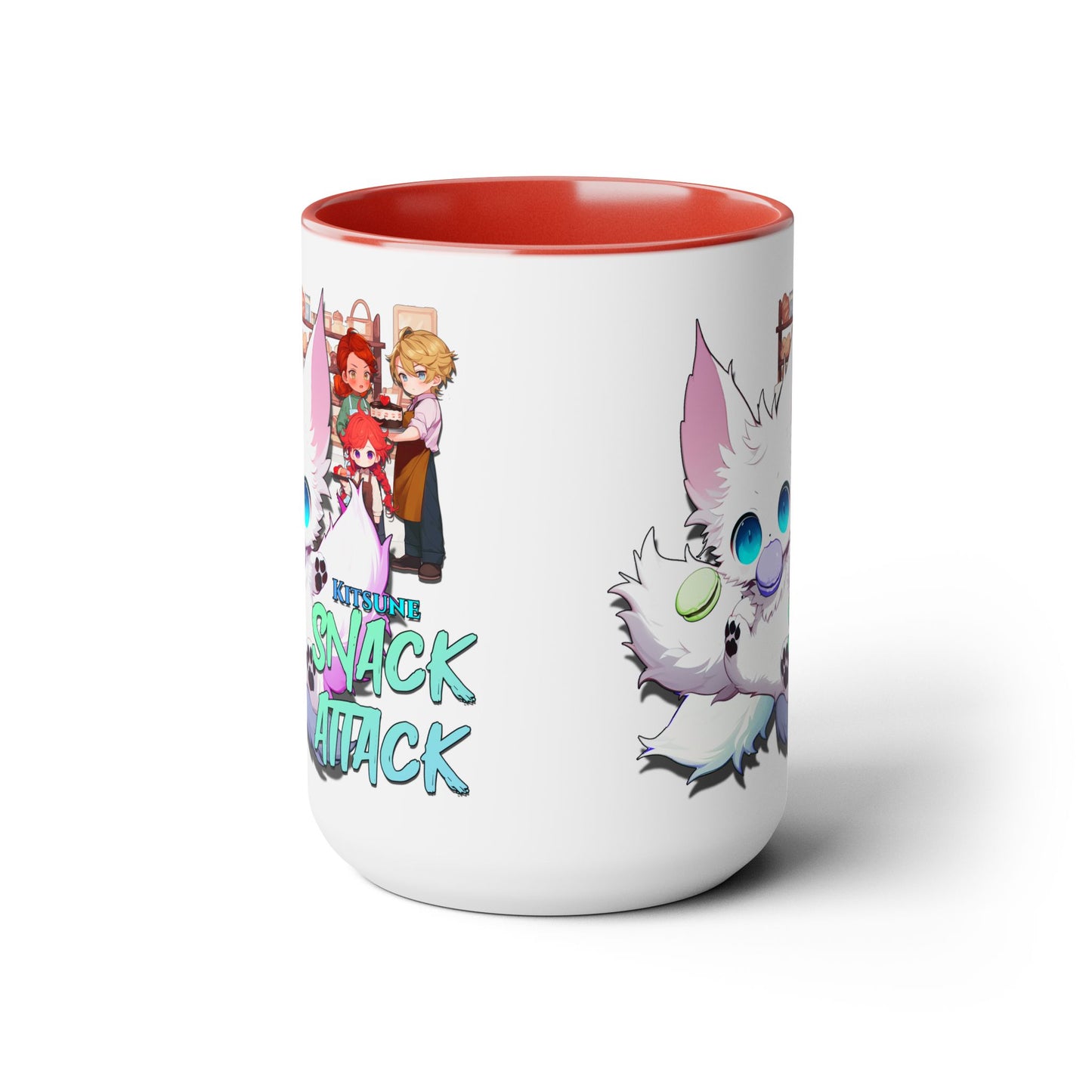 Kitsune Snack Attack Two-Tone Coffee Mugs, 15oz