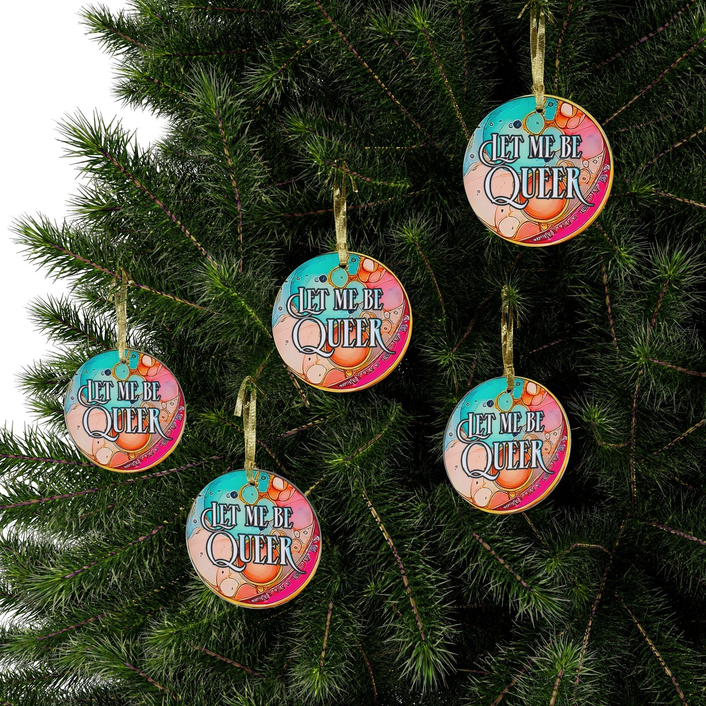 Let me Be Queer (Trans Colors) Acrylic Ornaments