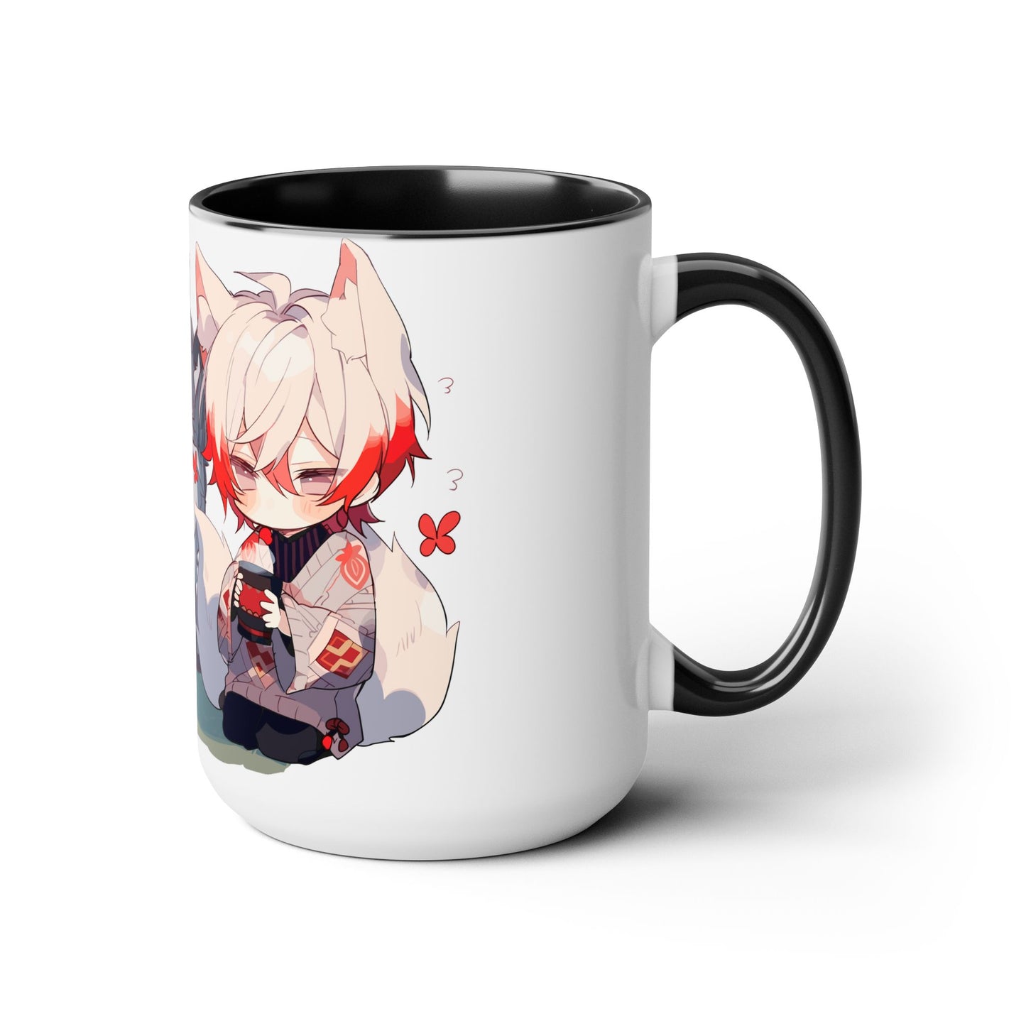 Spring Fling (Kitsune Trio) Two-Tone Coffee Mugs, 15oz