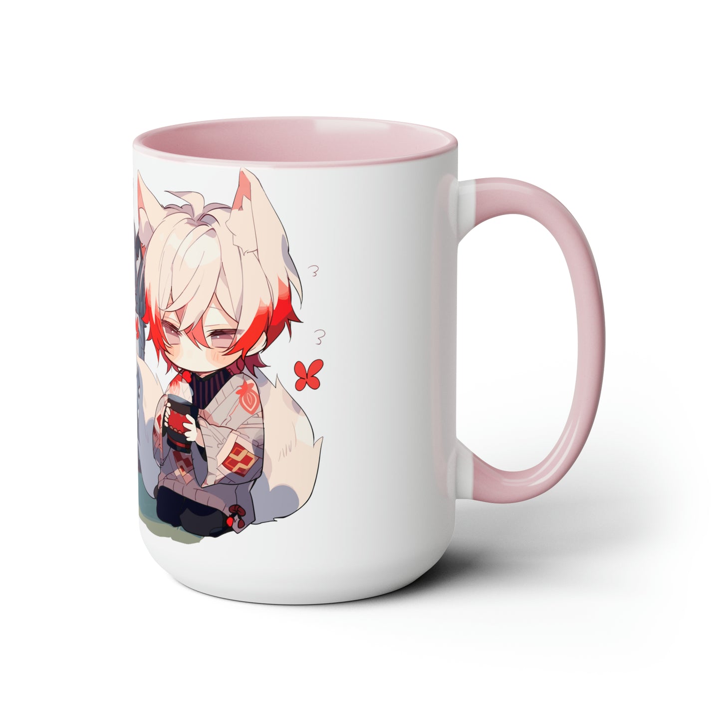 Spring Fling (Kitsune Trio) Two-Tone Coffee Mugs, 15oz